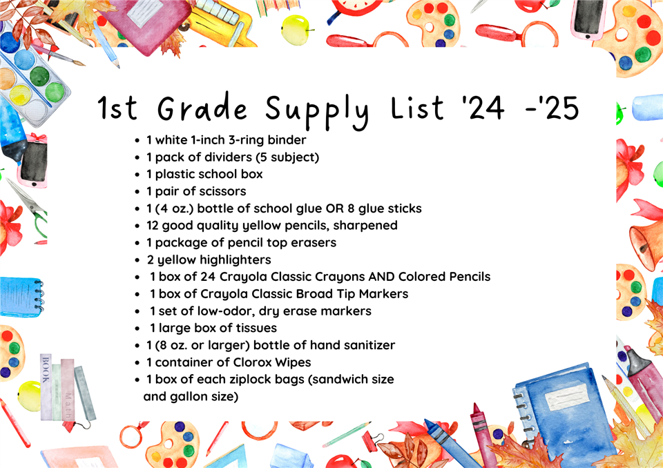 1st Grade Supplies